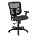 A black Alera Elusion office chair with mesh back and wheels.