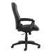A black Alera high-back office chair with black leather seat.