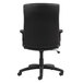 An Alera high-back black leather office chair with wheels.