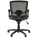 A black office chair with mesh back.