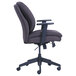 A gray Serta office chair with arms and wheels.