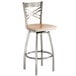 Lancaster Table & Seating Cross Back Bar Height Clear Coat Swivel Chair with Natural Wood Seat Main Thumbnail 3