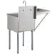 Steelton 18" 16-Gauge Stainless Steel One Compartment Commercial Utility Sink with Faucet and 18" Drainboard - 18" x 18" x 14" Bowl Main Thumbnail 4