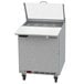 A Beverage-Air stainless steel commercial sandwich prep refrigerator with a clear lid open.