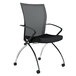 A Safco Valore Training Series high-back black mesh and fabric office chair with chrome legs and arms.