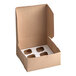 A kraft cupcake or muffin box with a six-slot reversible insert and an open lid.