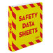 An Avery yellow and red safety data sheet binder.
