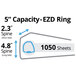 A diagram showing the size of Avery EZD rings.