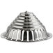 A silver metal cone with holes.