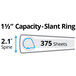 A diagram of Avery Pacific Blue heavy-duty slant rings with a 1 1/2" capacity.