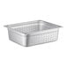 A Choice stainless steel 1/2 size steam table pan with holes.