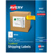 A box of Avery White Full Sheet Shipping Labels with the Avery logo on it.
