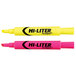 Two Avery Hi-Liter chisel tip highlighters in neon yellow and pink with black text on the packaging.