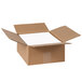 A brown cardboard box with a white rectangular object inside.