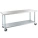Regency 24" x 72" 18-Gauge 304 Stainless Steel Commercial Work Table with Galvanized Legs, Undershelf, and Casters