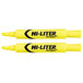 Two Avery Hi-Liter yellow desk style highlighters with black writing.