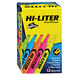A box of Avery Hi-Liter assorted color desk style highlighters with yellow and green accents.