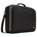 A black Case Logic clamshell laptop case with a strap.