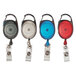 A pack of 20 Advantus carabiner-style retractable ID card reels in assorted colors.
