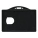 A white background with a black plastic Advantus horizontal ID card holder.