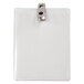 A white plastic Advantus ID badge holder with a metal clip.