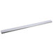 A long rectangular metal shelf tag holder with a white background.