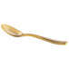 A Bon Chef stainless steel demitasse spoon with a matte gold handle.