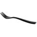 A black stainless steel Bon Chef oyster fork with a white background.