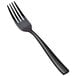 A black stainless steel Bon Chef salad fork.