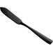 A black stainless steel Bon Chef butter knife with a handle.