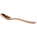 A close-up of a Bon Chef rose gold stainless steel spoon handle.