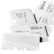 A stack of business cards in Durable clear double-sided business card sleeves.