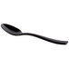 A close-up of a Bon Chef black stainless steel spoon handle.