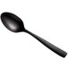 A Bon Chef matte black stainless steel demitasse spoon with a long handle.