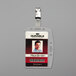 A Durable clear acrylic badge holder with rotating clip.