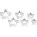 A group of Ateco stainless steel star shaped cookie cutters.