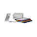 A white box with a Durable SHERPA wall-mount reference system with colorful borders on folders.