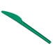 A EcoChoice green CPLA plastic knife with a green handle.