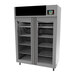 A stainless steel Maturmeat meat aging cabinet with glass doors and shelves on both sides.