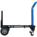 A blue and black Harper hand truck with solid rubber wheels.