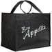 A small black LK Packaging reusable shopping bag with white text that says "Bon Appetit."