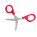 A pair of red and silver Medi-First first aid scissors.