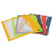 A set of five C-Line binder pockets in assorted colors with write-on tabs.