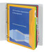 A C-Line binder pocket with a blue cover and colorful folders.