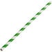 An EcoChoice green and white striped paper straw.