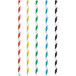 A group of EcoChoice paper straws with multicolored stripes.