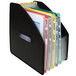 A black C-Line vertical standing file holder with 13 folders inside.