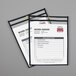 A stack of two black and white work order papers in a C-Line clear stitched shop ticket holder.