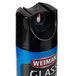 A black Weiman aerosol can with a blue label and white cap for glass cleaner spray.