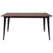 A Flash Furniture rectangular dining table with black metal legs and a rustic walnut wood top.